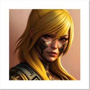 Cyber Scurity Angry Girl Blonde Hair Posters and Art